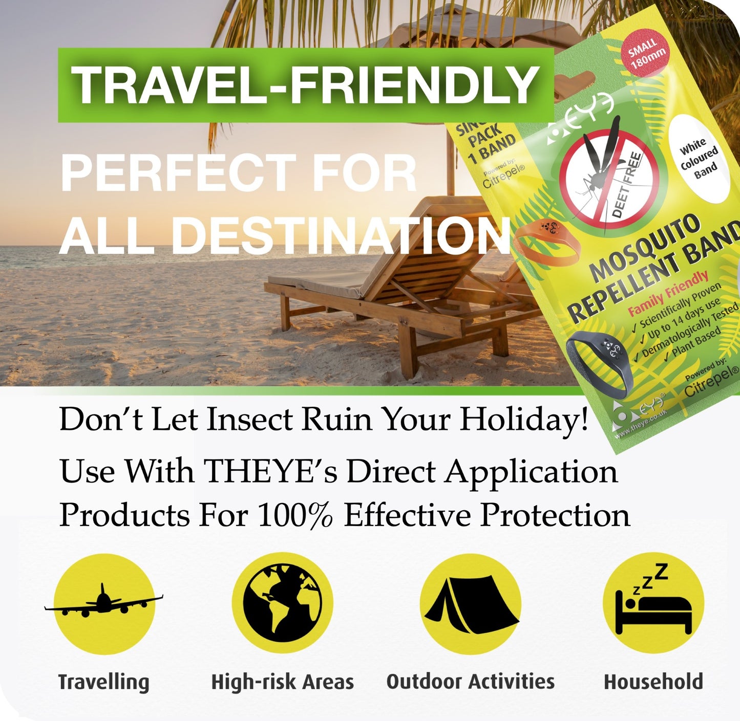 Mosquito Repellent Bracelet - White (Small) | Family Friendly | DEET-Free