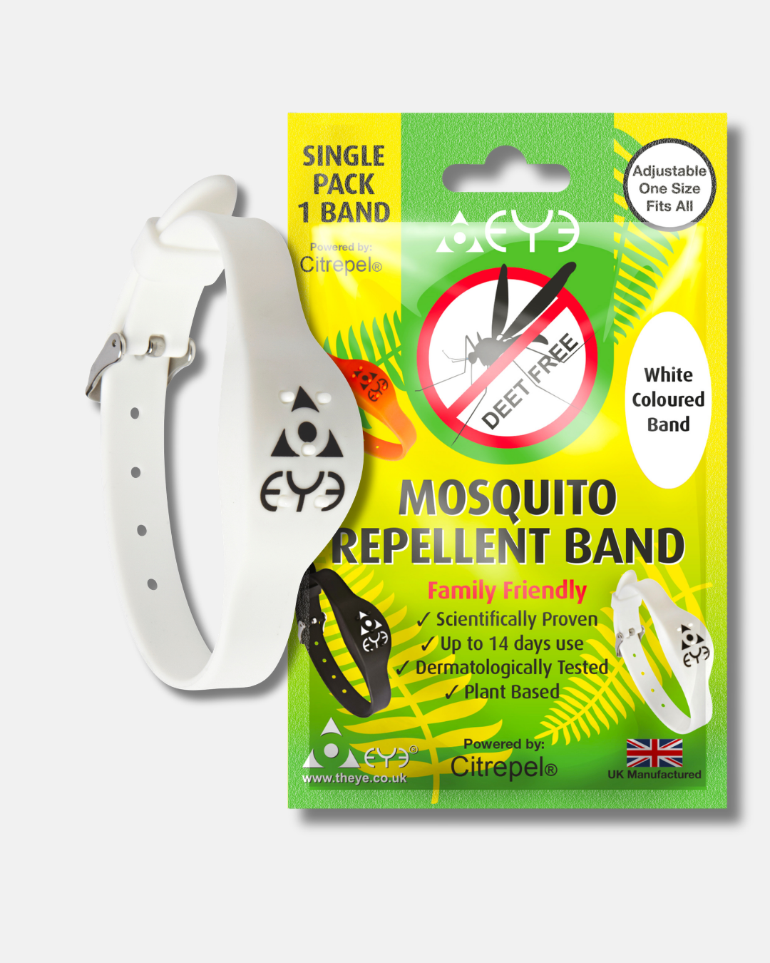 Mosquito Repellent Bracelet - White Adjustable | Family Friendly | DEET-Free