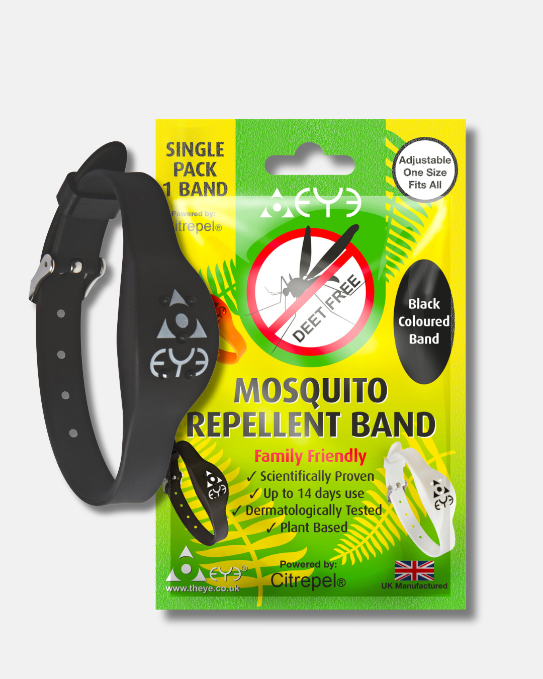 Mosquito Repellent Bracelet - Black Adjustable | Family Friendly | DEET-Free