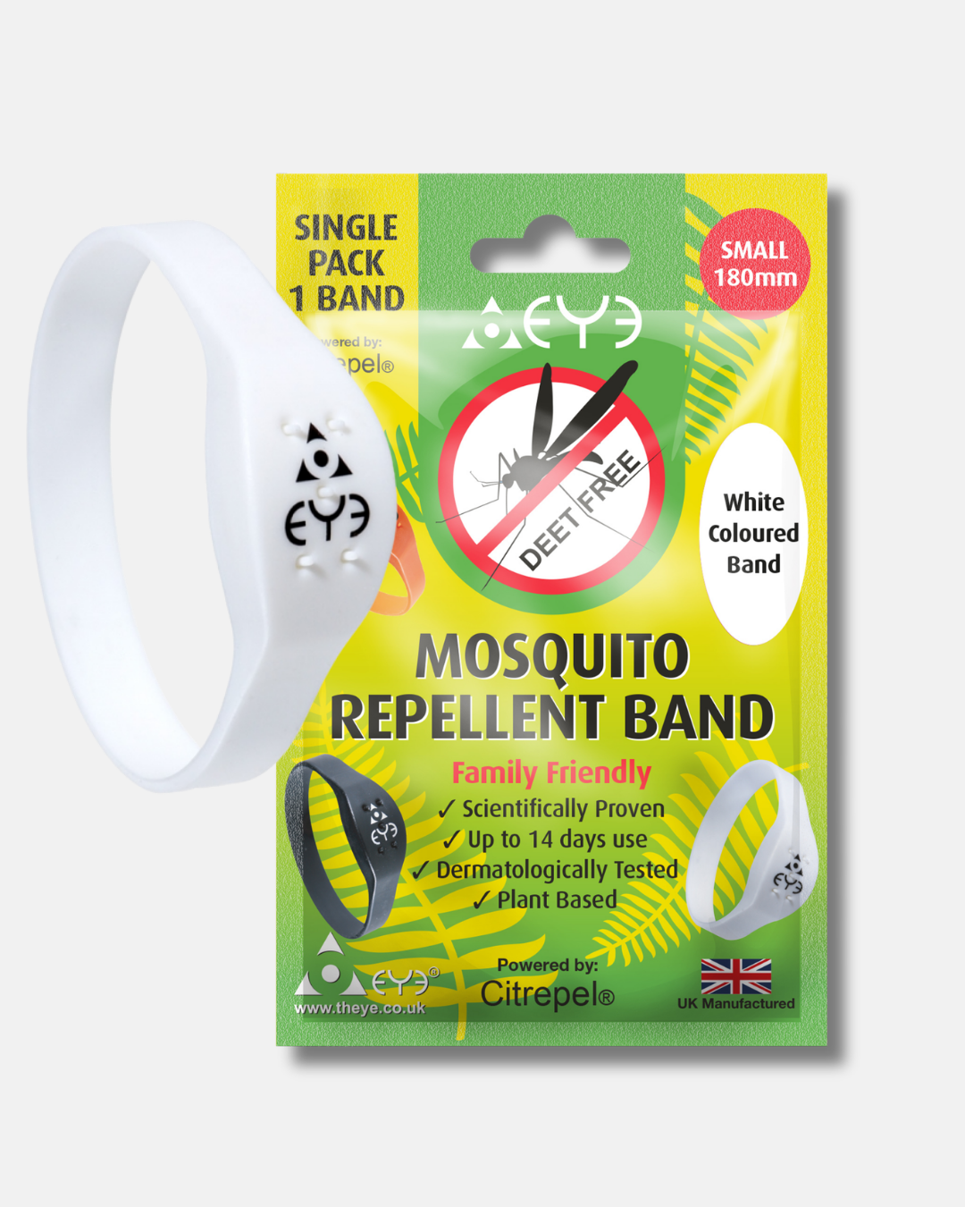 Mosquito Repellent Bracelet - White (Small) | Family Friendly | DEET-Free