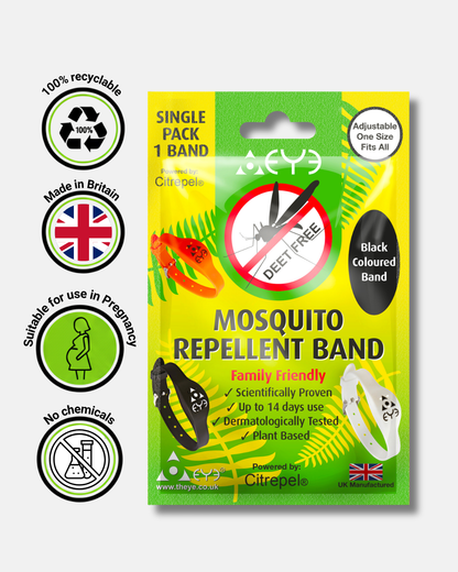 Mosquito Repellent Bracelet - Black Adjustable | Family Friendly | DEET-Free