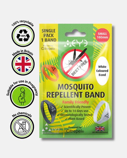 Mosquito Repellent Bracelet - White (Small) | Family Friendly | DEET-Free