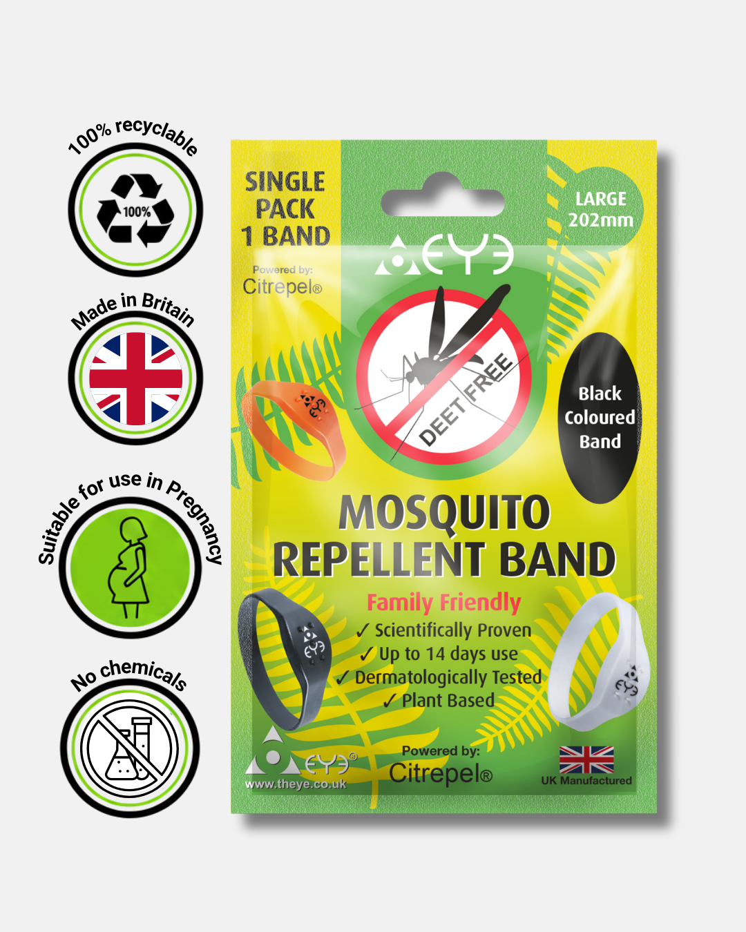 Mosquito Repellent Bracelet - Black (Large)
