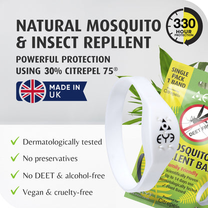 Mosquito Repellent Bracelet - White (Small) | Family Friendly | DEET-Free