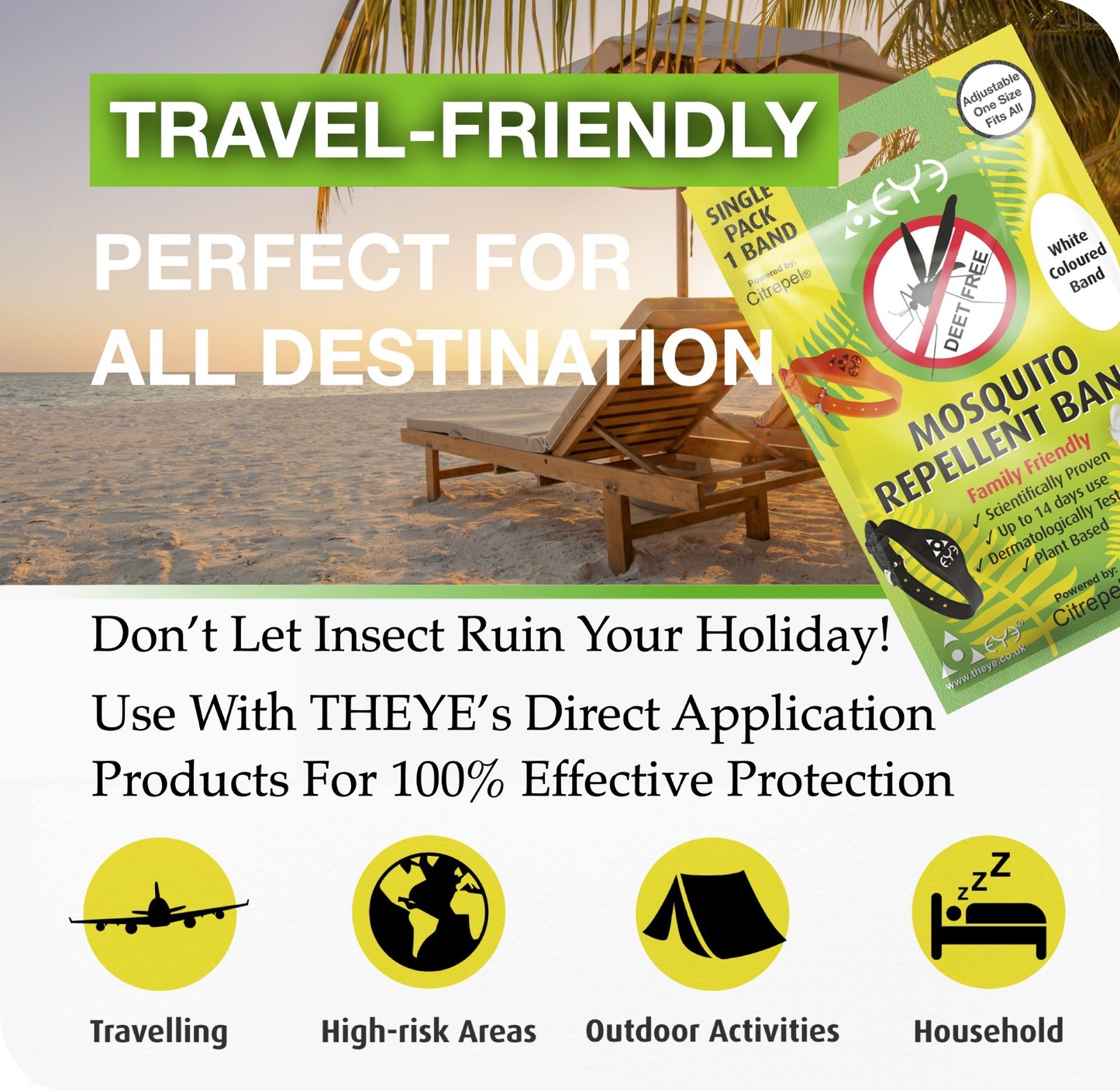 Mosquito Repellent Bracelet - White Adjustable | Family Friendly | DEET-Free