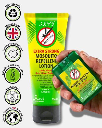 Mosquito Repellent Lotion & Mosquito Repellent Travel Spray Bundle | Tropical Strength