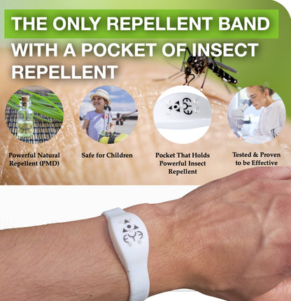 Mosquito Repellent Bracelet - White Adjustable | Family Friendly | DEET-Free