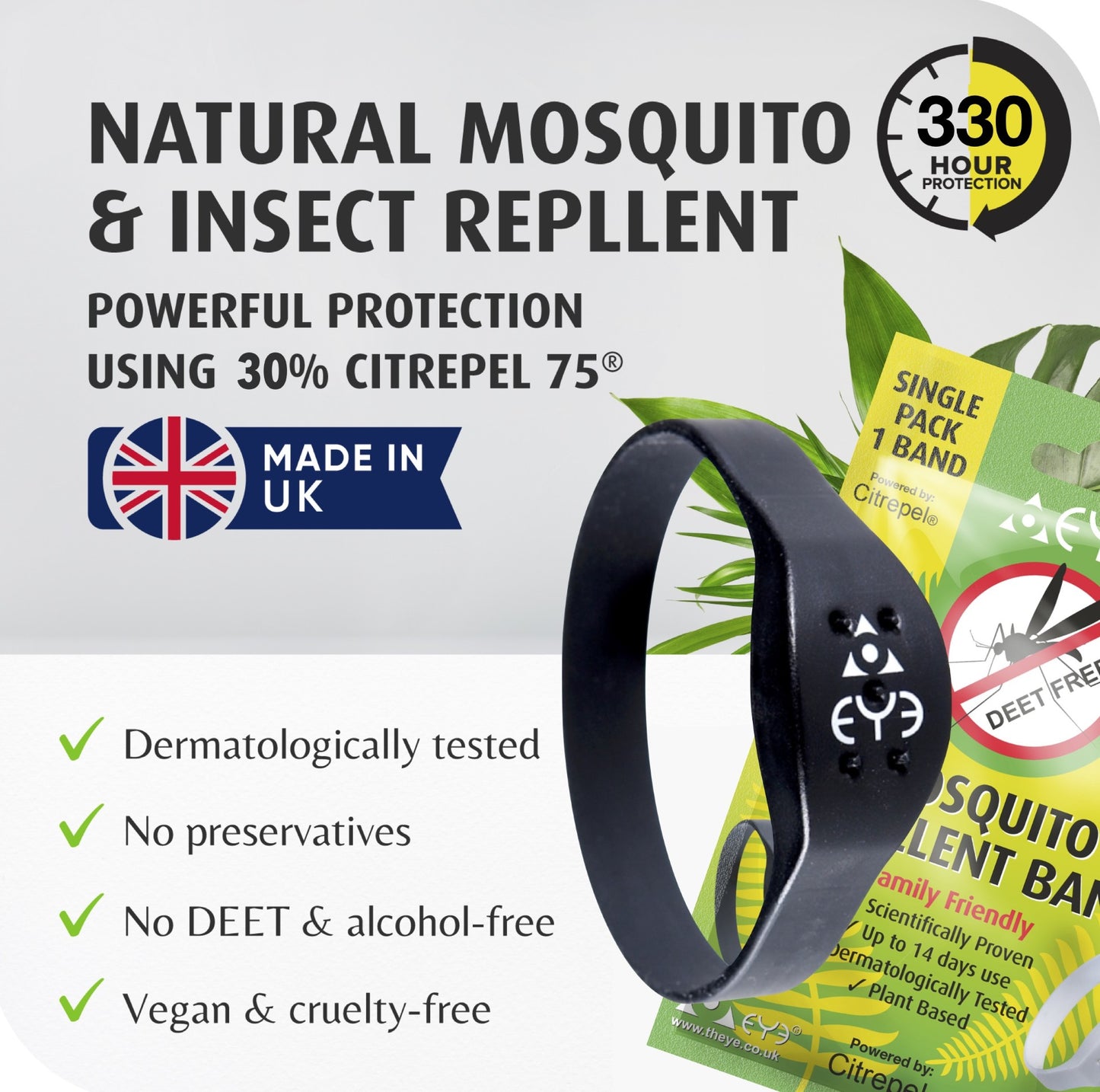 Mosquito Repellent Bracelet - Black (Large)