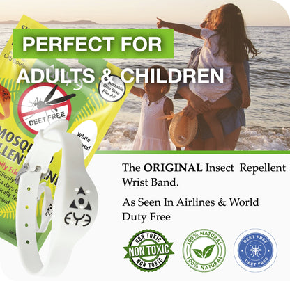 Mosquito Repellent Bracelet - White Adjustable | Family Friendly | DEET-Free