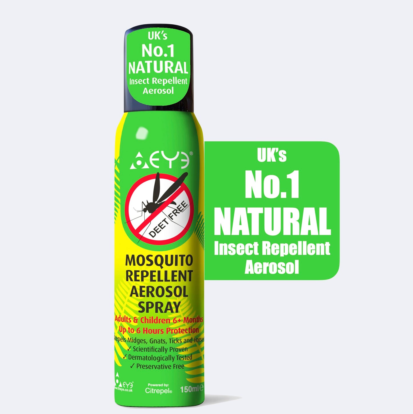Natural Mosquito & Insect Repellent Aerosol Spray 150ml | Family Friendly DEET-Free
