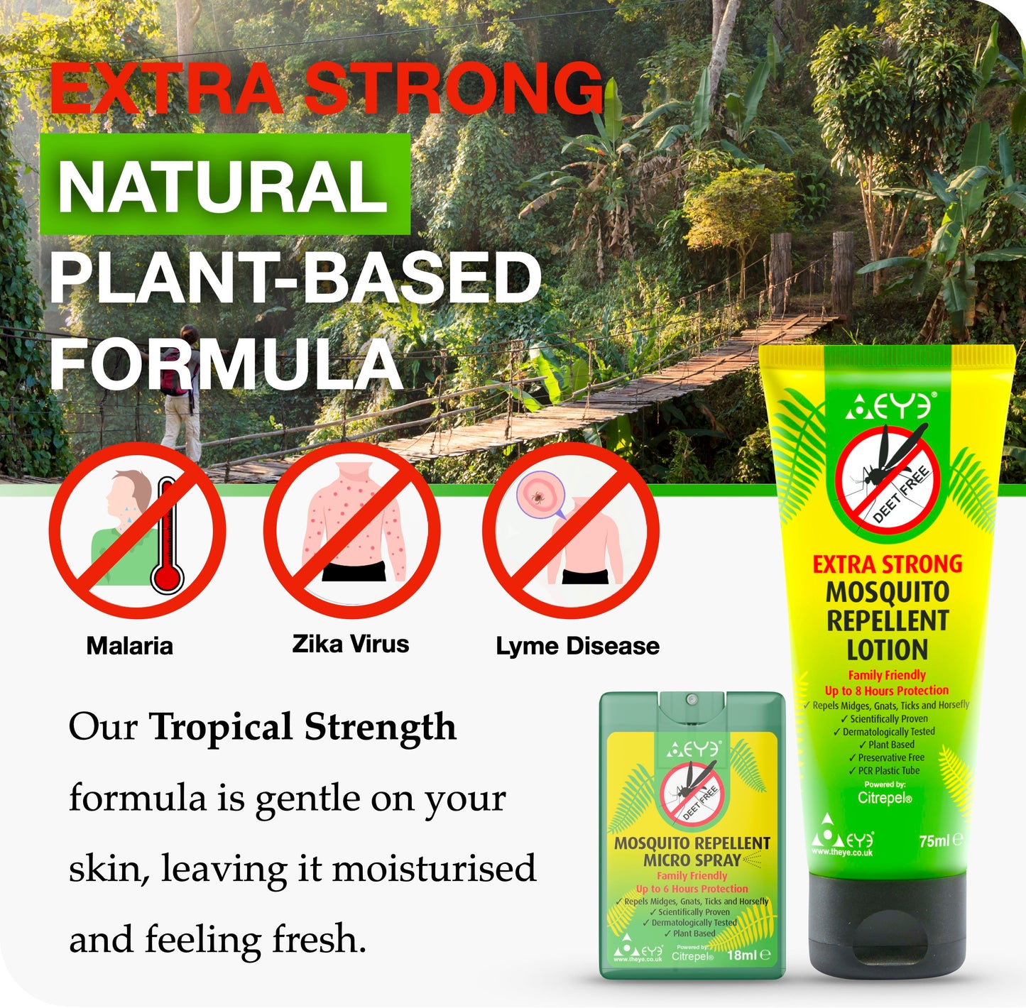 Mosquito Repellent Lotion & Mosquito Repellent Travel Spray Bundle | Tropical Strength