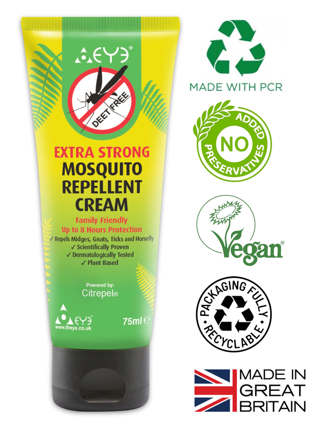 Tropical Strength Mosquito Repellent Cream 75ml  | Natural DEET free & Alcohol free perfect for children 6 month+