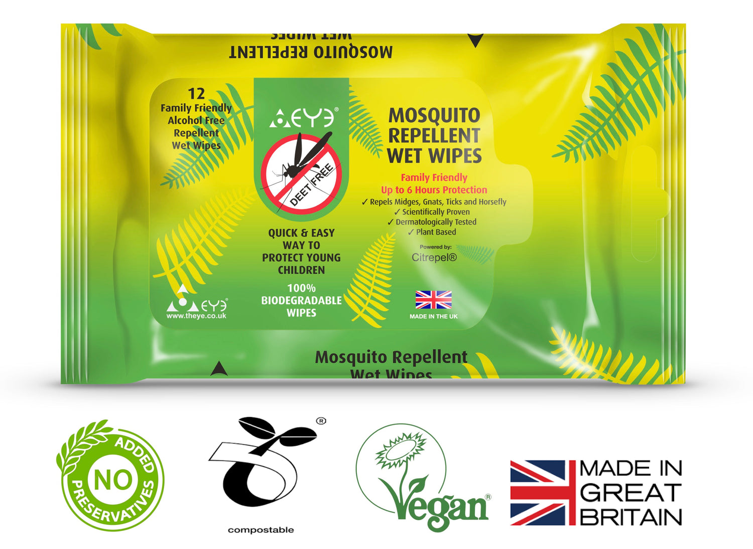 Mosquito Repellent Wet Wipes - 12 pack